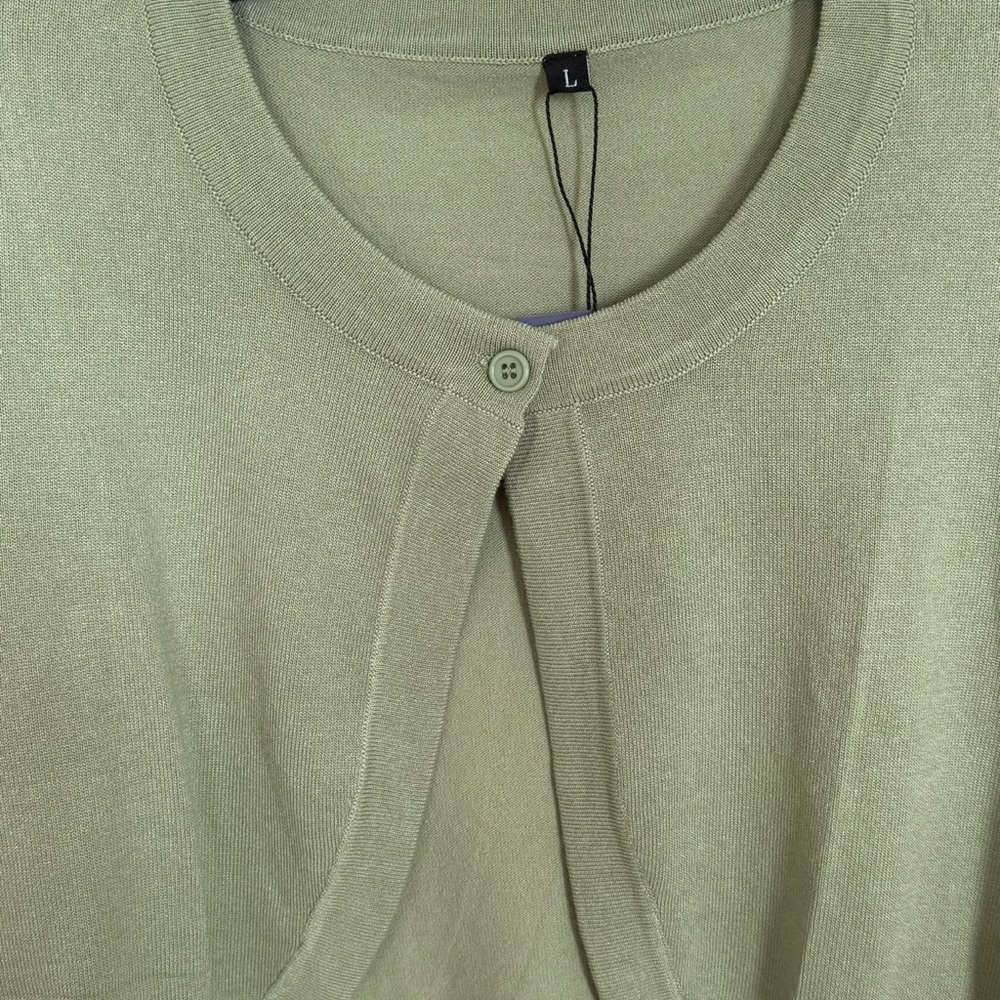 OmicGot Women’s Sz L Light Olive Green Cropped Bolero Cardigan Sweater NWT - Picture 3 of 8